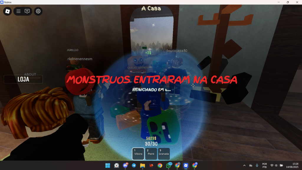 Gameplay Proteja a Casa de Monstros Roblox com amigos