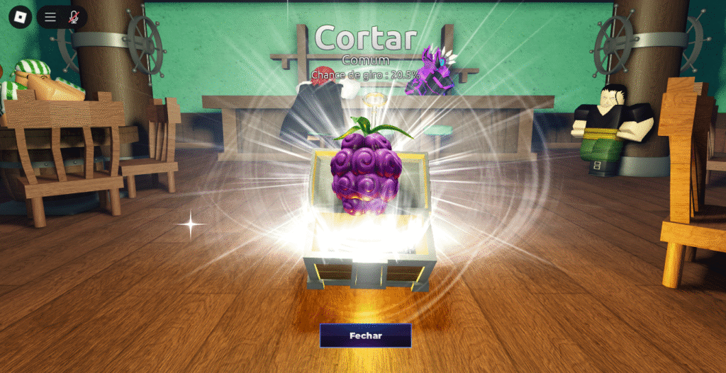 Gameplay IMPACT CAMPO DE BATALHA DE FRUTAS Roblox com frutas lendárias.
