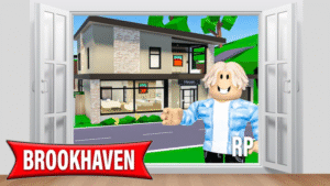 Uma imagem da nova casa gratuita de Brookhaven, mostrando a fachada moderna.